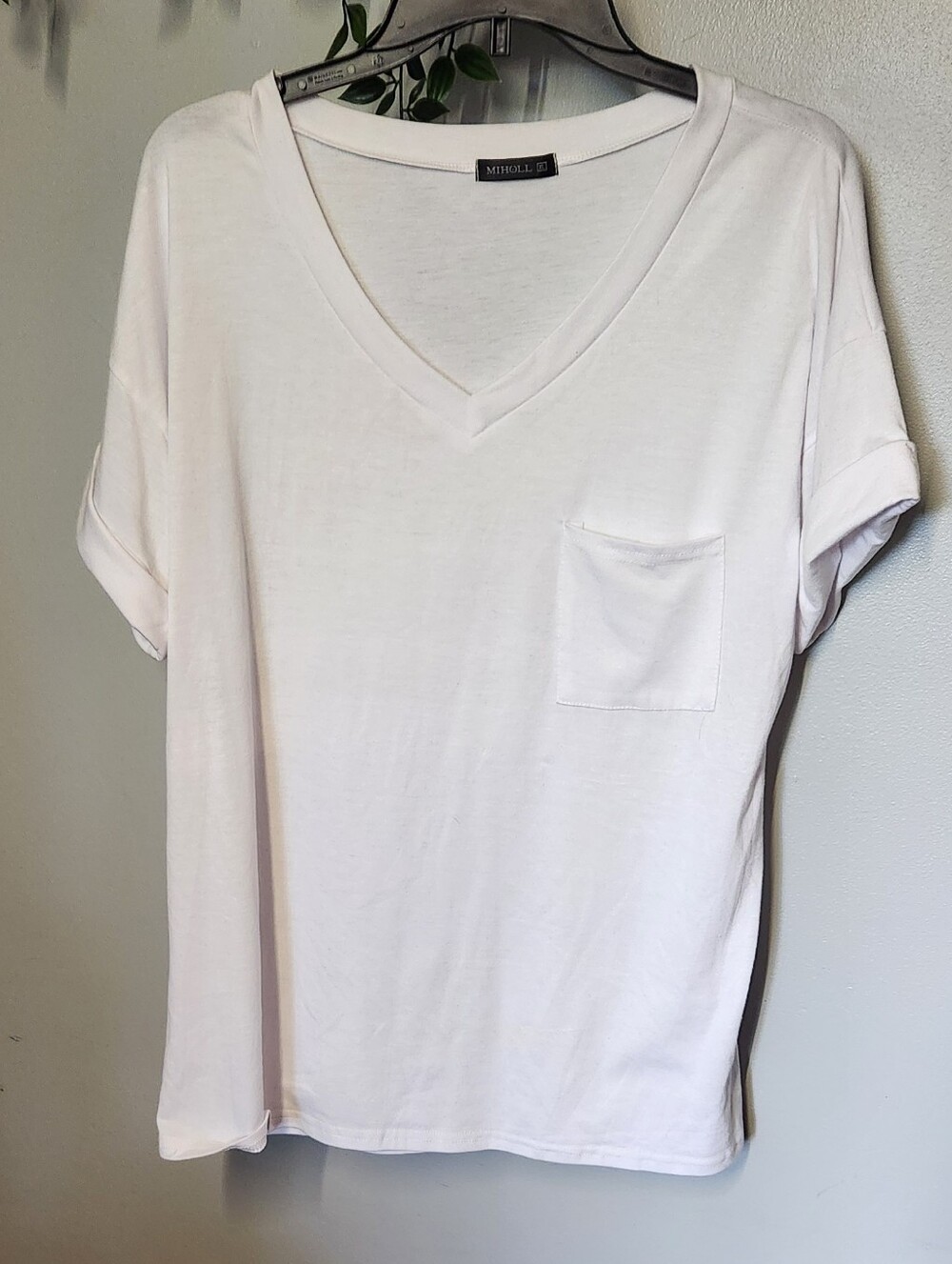 Bright V-Neck Pocket Tee - Cuffed Sleeves
